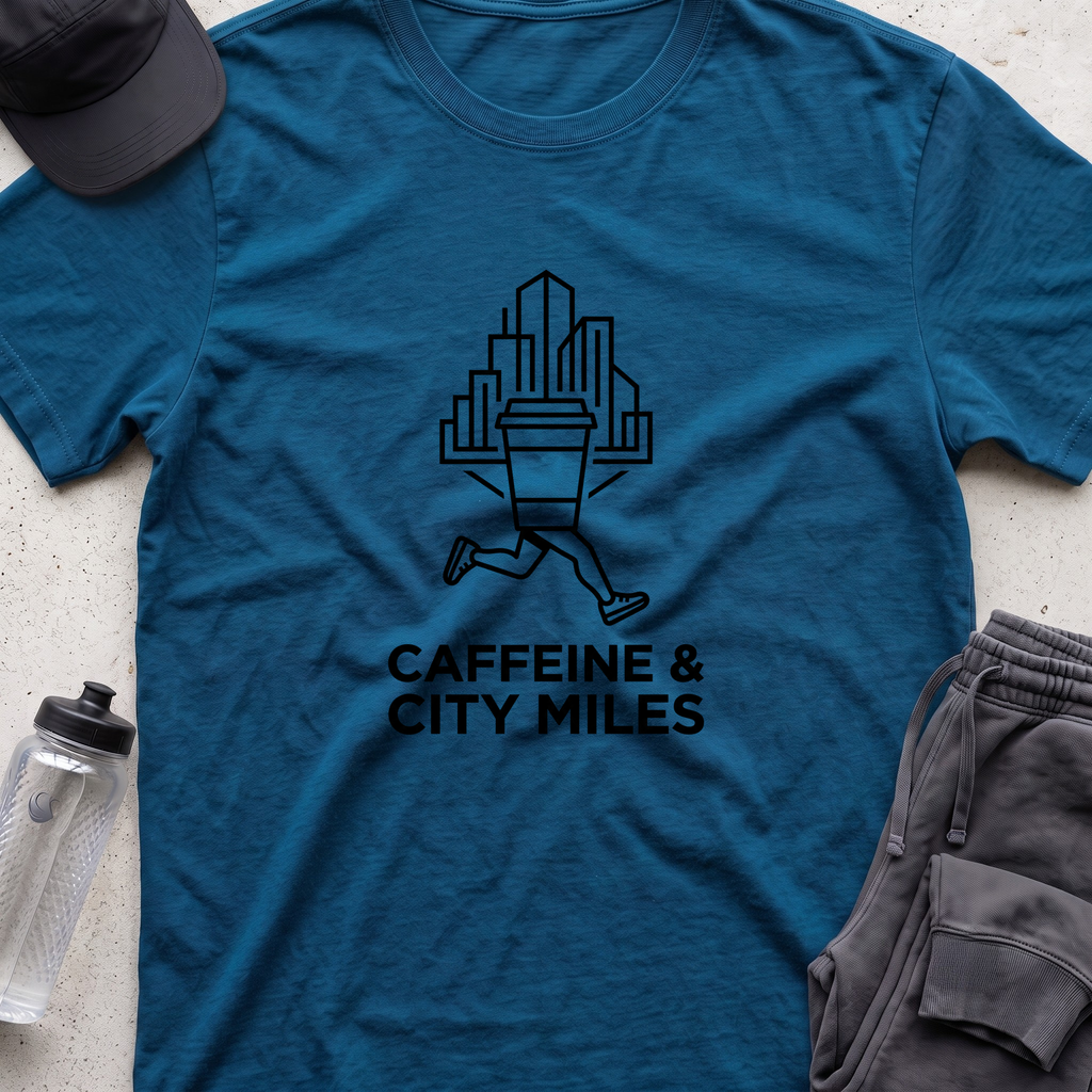 caffeine and city miles T-shirt