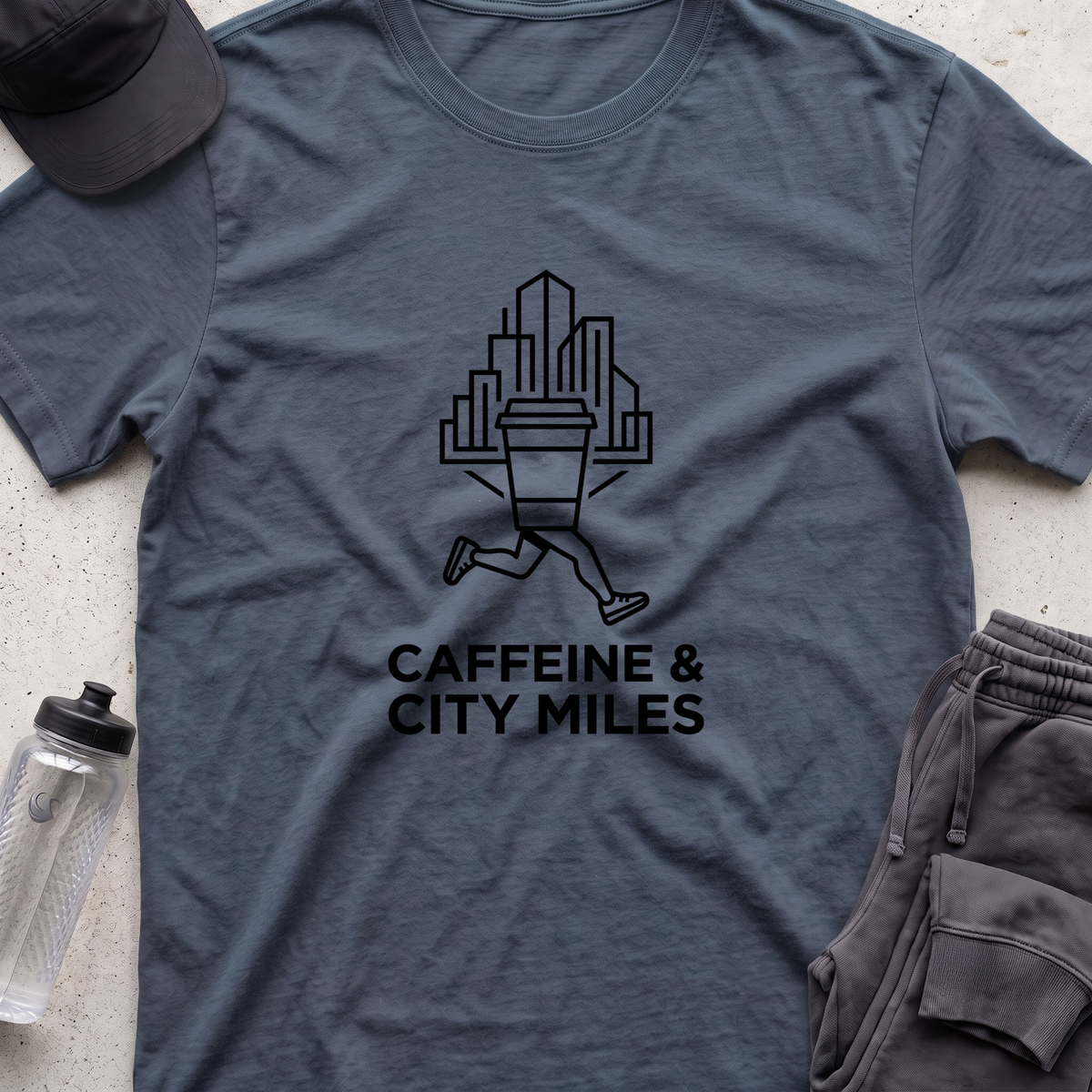 caffeine and city miles T-shirt