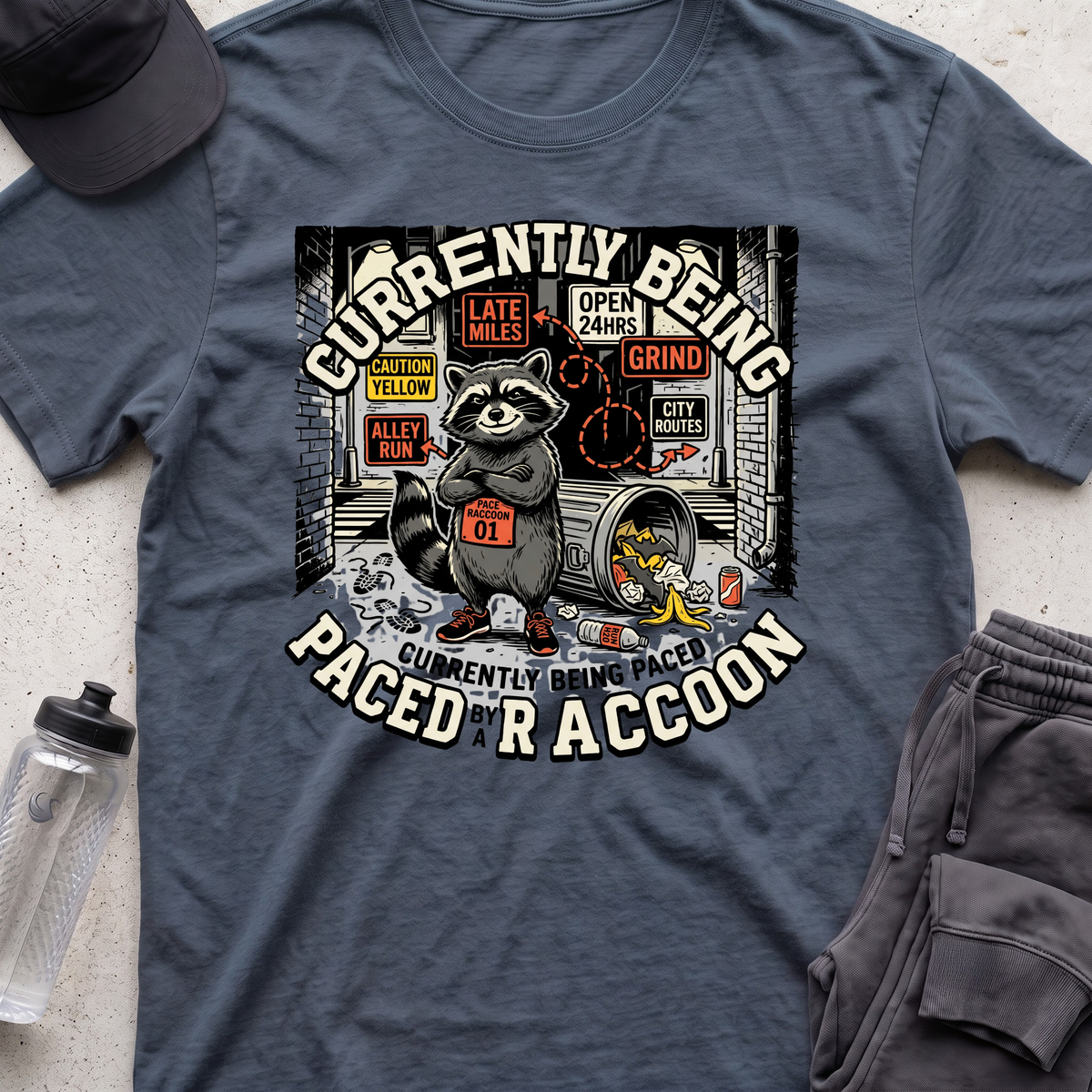 CURRENTLY BEING PACED BY A RACCOON  T-shirt