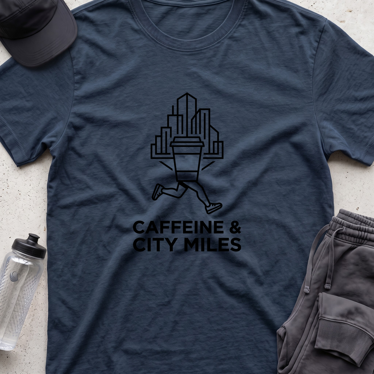 caffeine and city miles T-shirt