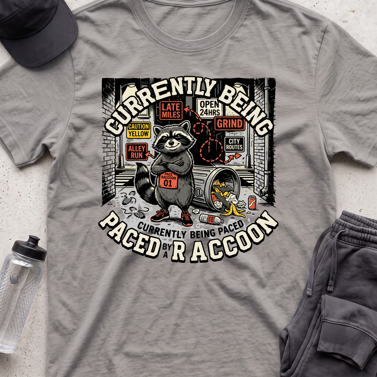 CURRENTLY BEING PACED BY A RACCOON  T-shirt