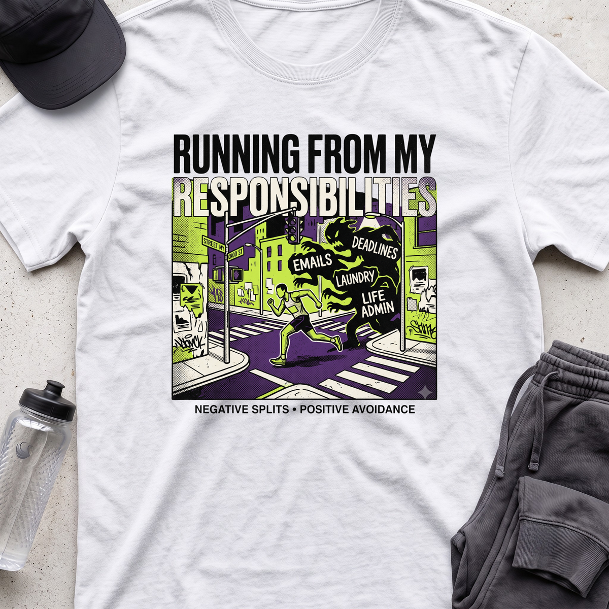 running from my responsibilities T-shirt