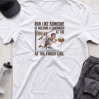 run like someone is holding T-shirt